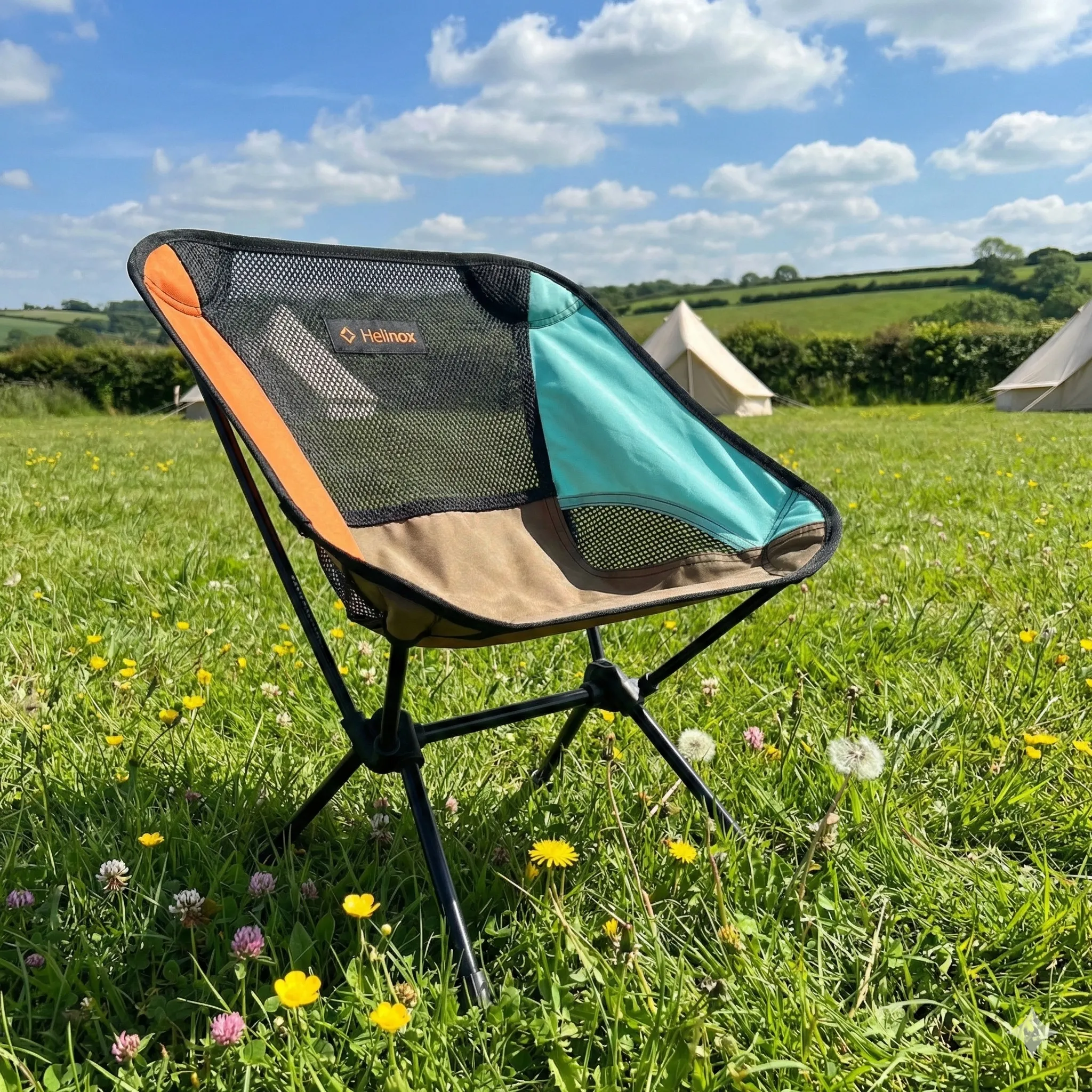 The Helinox Chair One Mini, a premium, ultralight, low-profile camping chair.