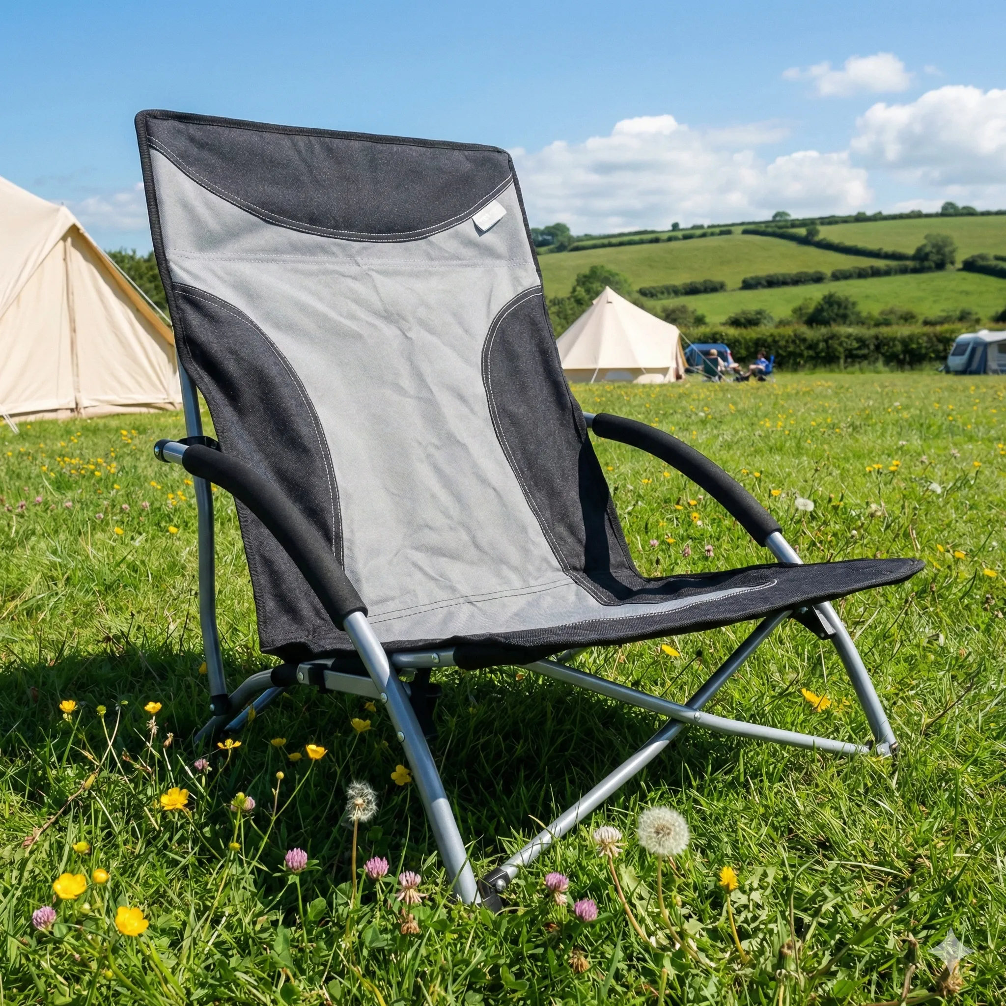 The Kampa Sandy Low Chair, a sturdy low-profile chair perfect for the beach.
