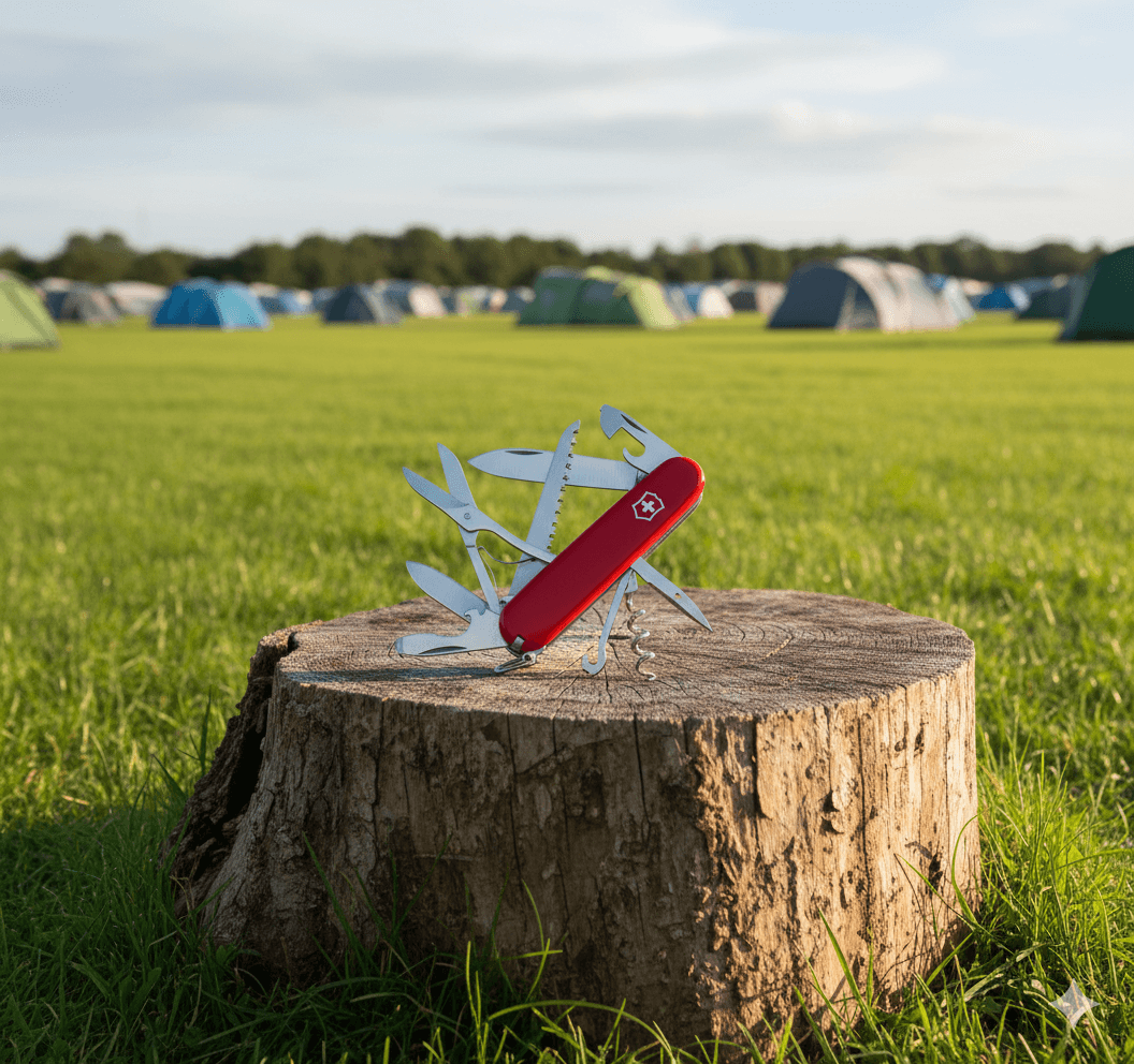 The iconic red Victorinox Huntsman Swiss Army Knife.