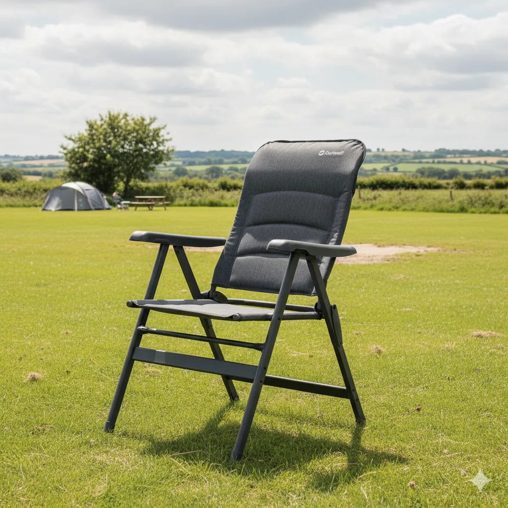 The Outwell Fernley Reclining Chair in a field