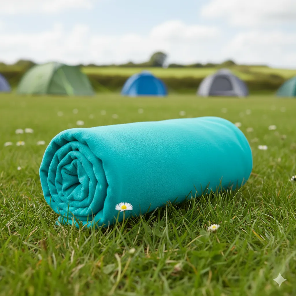 A tiny pocket towel packed into a small mesh bag.